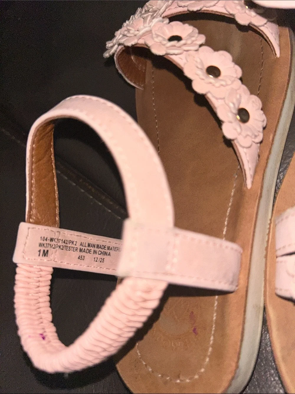 Girls' Pink Floral Strap Sandals